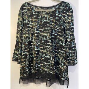 Simply Vera‎ Womens Oversized Semi Sheer Fairy Grunge Top Size XL Goblincore Y2K